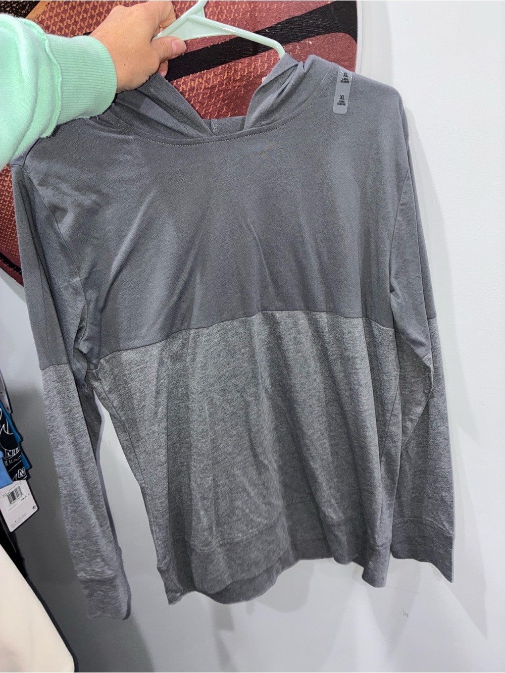 NWT Boys XL Hooded Two-Tone Gray Long Sleeve Shirt